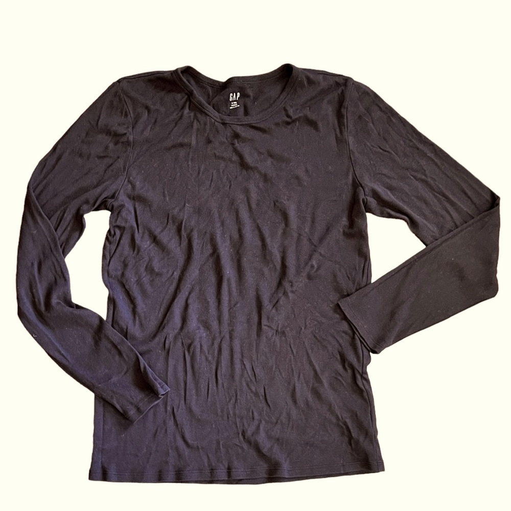 Black Gap XL Tall Round Neck Long Sleeve Tee Modal/Cotton